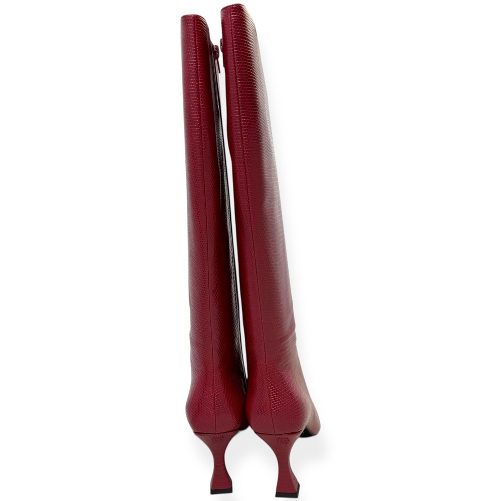 NIB Anthropologie Jeffrey Campbell Checkmate Red Knee High Boots 7.5 Lizard $210 - Picture 9 of 15